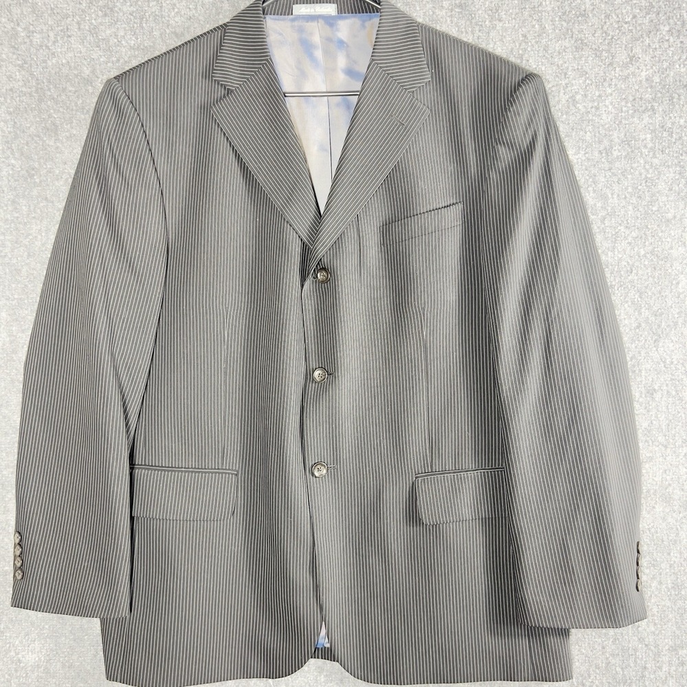 Oscar de la Renta‎ Components Gray Pinstripe Wool Blazer Sport Coat Men's 44R